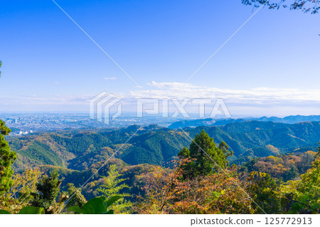 A spectacular panoramic view from the Kasumidai Observatory in Mount Takao, Tokyo 125772913