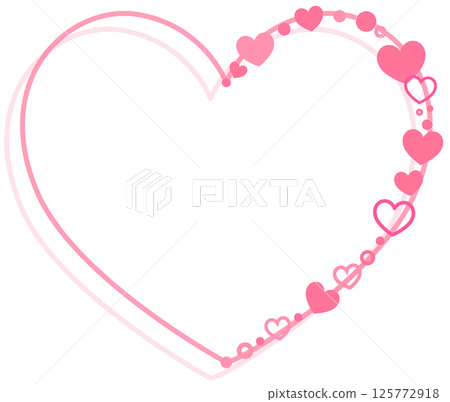 Simple frame material made of pink hearts and lines 125772918