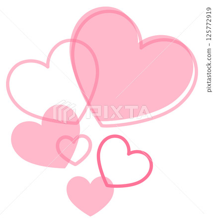 Softly overlapping pink hearts illustration 125772919