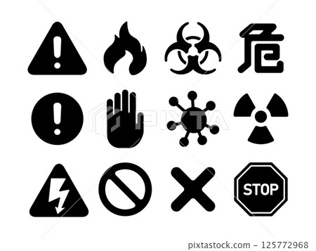 Danger, caution, hazard etc. icon set vector illustration 125772968