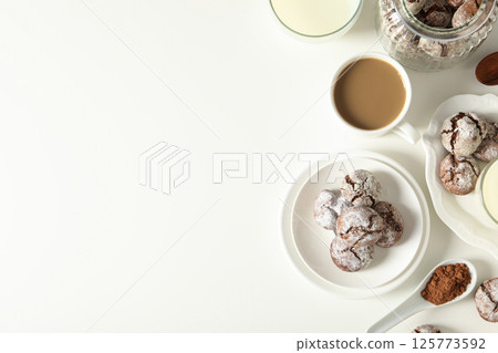 Appetizing Grinkle cookies on a light background. 125773592