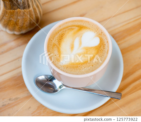 Freshly prepared cortado coffee in cup 125773922