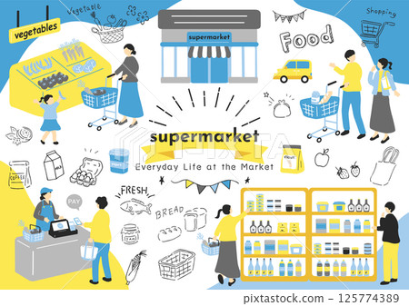 人們在超市購物 人們在超市購物 125774389