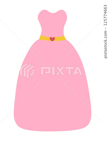 Beautiful fairy tale princess pink dress. Vector Flat Illustration. Beautiful fairy tale princess pink dress. Vector Flat Illustration. 125774663