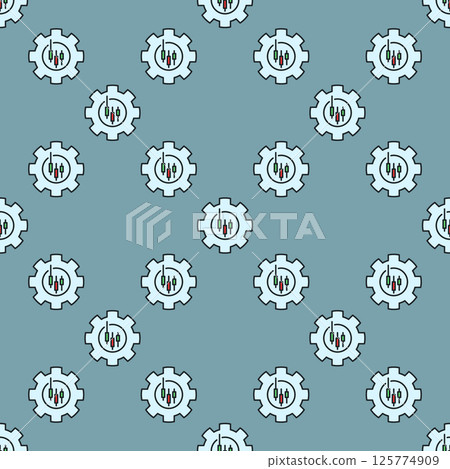Cogwheel with candlestick chart vector trading settings colored seamless pattern 125774909