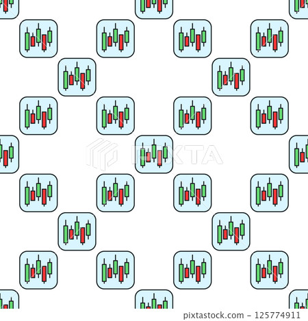 Cryptocurrency Candlestick chart vector buying crypto colored seamless pattern 125774911