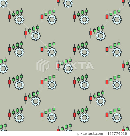 Gear with candlestick chart vector settings colored seamless pattern Gear with candlestick chart vector settings colored seamless pattern 125774916