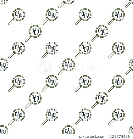 Magnifier with candlestick pattern vector searching seamless pattern in outline style 125774926