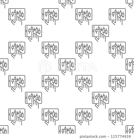 Tablet with candlestick pattern on screen vector electronic trading linear seamless pattern Tablet with candlestick pattern on screen vector electronic trading linear seamless pattern 125774939
