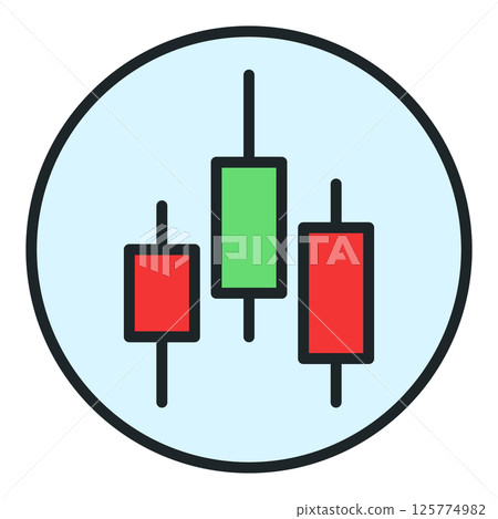 Candlestick pattern inside circle vector selling financial derivatives colored icon or symbol 125774982