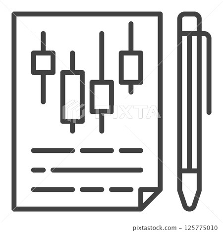 Paper with candlestick pattern vector electronic trading document outline icon or symbol 125775010