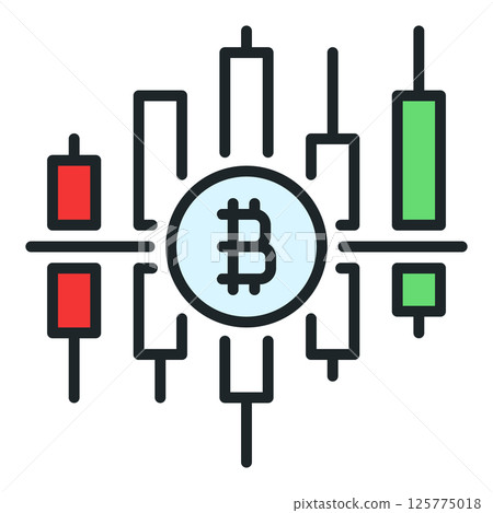 Bitcoin candlestick chart vector BTC trading colored icon or symbol 125775018