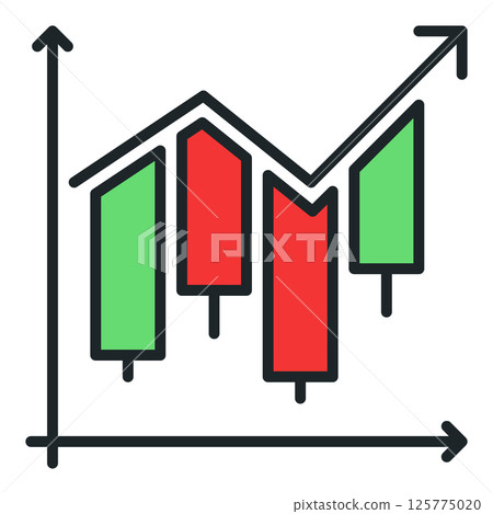 Uprising Candlestick Chart vector crypto trading colored icon or design element Uprising Candlestick Chart vector crypto trading colored icon or design element 125775020