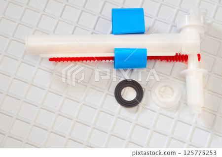 Plumbing sewerage. Flush mechanism, siphon fittings Plumbing sewerage. Flush mechanism, siphon fittings 125775253