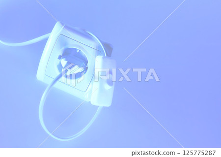 Electrical socket for connecting devices and a switch in blue Electrical socket for connecting devices and a switch in blue 125775287