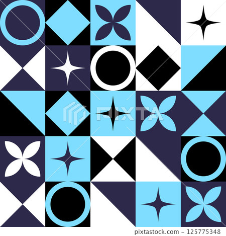 Abstract Geometric Background. Neo Geo Pattern. Abstract Pattern Trendy with Square and Round Colored. Neo Geo Seamless Pattern Design Can Be Used For Wrapping Paper, Packaging, Wallpaper, Cover, post Abstract Geometric Background. Neo Geo Pattern. Abstract Pattern Trendy with Square and Round Colored. Neo Geo Seamless Pattern Design Can Be Used For Wrapping Paper, Packaging, Wallpaper, Cover, post 125775348