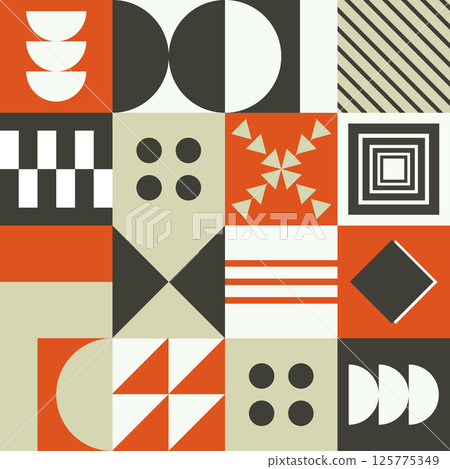 Abstract Geometric Background. Neo Geo Pattern. Abstract Pattern Trendy with Square and Round Colored. Neo Geo Seamless Pattern Design Can Be Used For Wrapping Paper, Packaging, Wallpaper, Cover, post Abstract Geometric Background. Neo Geo Pattern. Abstract Pattern Trendy with Square and Round Colored. Neo Geo Seamless Pattern Design Can Be Used For Wrapping Paper, Packaging, Wallpaper, Cover, post 125775349