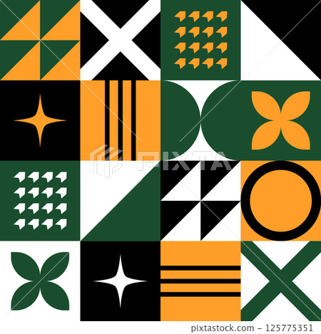 Abstract Geometric Background. Neo Geo Pattern. Abstract Pattern Trendy with Square and Round Colored. Neo Geo Seamless Pattern Design Can Be Used For Wrapping Paper, Packaging, Wallpaper, Cover, post Abstract Geometric Background. Neo Geo Pattern. Abstract Pattern Trendy with Square and Round Colored. Neo Geo Seamless Pattern Design Can Be Used For Wrapping Paper, Packaging, Wallpaper, Cover, post 125775351