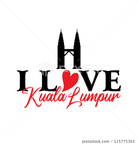 Malaysia State Kuala Lumpur Love Design Template. I love Kuala Lumpur Vector 125775363