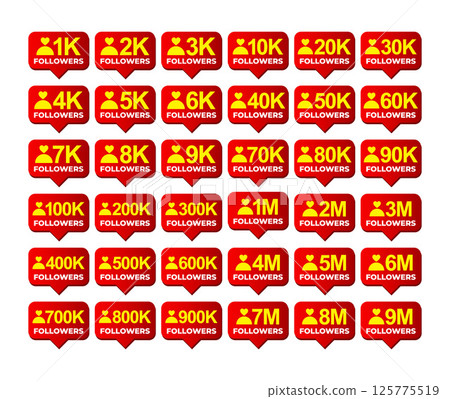 Collection Pack of Followers Tag Vector Design Template 125775519