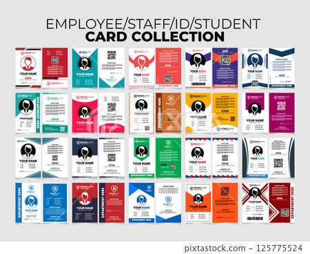 Collection Pack of Employee, Staff, ID, Student Card Vector Design Template 125775524