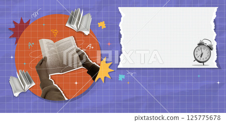 Back to school concept showcasing reading and learning tools. Vector illustration Back to school concept showcasing reading and learning tools. Vector illustration 125775678