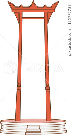 Illustration of Sao Ching Cha the landmark in Bangkok, Thailand. 125775788