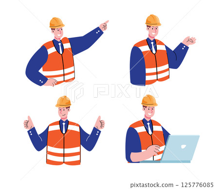 construction worker with helmet vector illustration 125776085