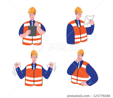 construction worker with helmet vector illustration 125776086