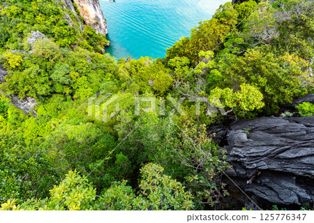 Koh Hong viewpoint landmark to see nature sea landscape andaman sea, Amazing view from view point of Koh Hong Krabi Thailand 125776347