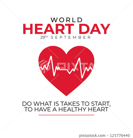 World Heart Day With Red Heart Design Template. World Heart Day Template Design 125776440
