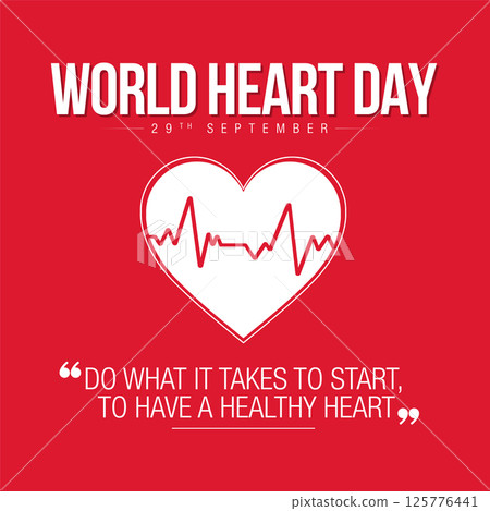 World Heart Day With Red Heart Design Template. World Heart Day Template Design 125776441