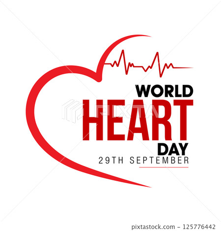 World Heart Day With Red Heart Design Template. World Heart Day Template Design 125776442