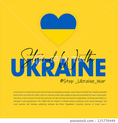 Stand With Ukraine. Stand and Support with Ukraine. Vector illustration. Stand With Ukraine. Stand and Support with Ukraine. Vector illustration. 125776449