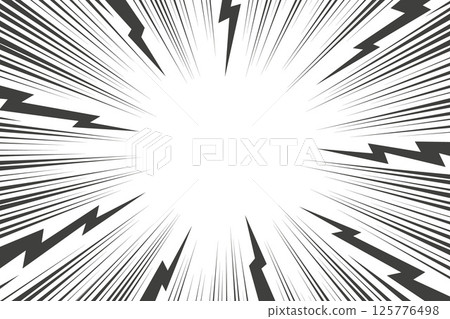 Cartoon comic background with lightning burst effect. Vector manga graphic with flash and abstract thunder. Energy explosion frame with electric light. Radial perspective monochrome beams Cartoon comic background with lightning burst effect. Vector manga graphic with flash and abstract thunder. Energy explosion frame with electric light. Radial perspective monochrome beams 125776498