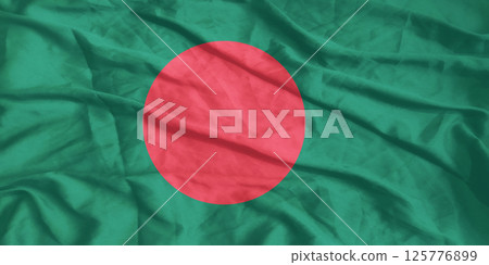 Bangladesh Flag Wind Waving Close Up 125776899
