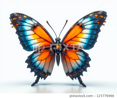 Colorful butterfly with vibrant wings displayed in an artistic setting Colorful butterfly with vibrant wings displayed in an artistic setting 125776966