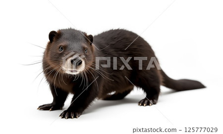 Curious river otter exploring its surroundings on a bright and clear day Curious river otter exploring its surroundings on a bright and clear day 125777029