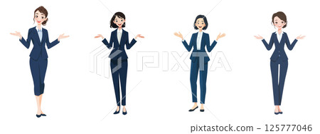 Full body pose set of a woman in a suit 125777046
