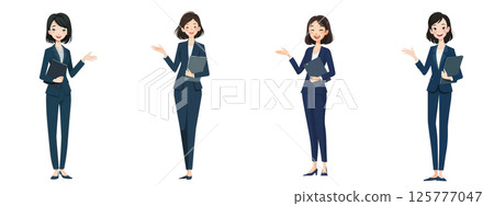 穿西裝的女人的全身姿勢集 125777047