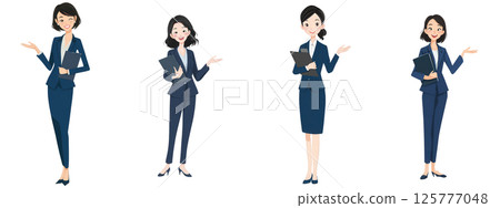 穿西裝的女人的全身姿勢集 125777048