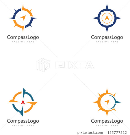 set of compass logo vector concept design template icon 125777212
