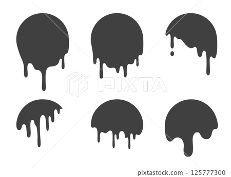 Icon of molten circle with drip collection Icon of molten circle with drip collection 125777300
