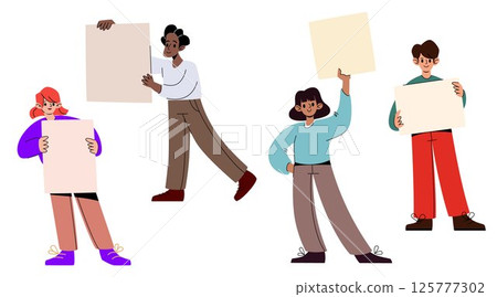 People protesting with posters set People protesting with posters set 125777302