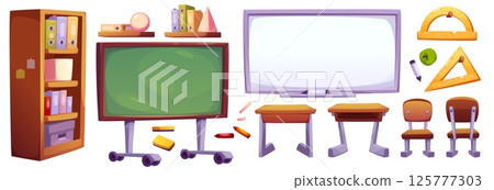 School classroom furniture and equipment set School classroom furniture and equipment set 125777303
