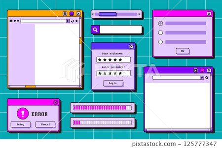 Retro user interface set Retro user interface set 125777347