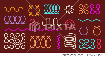 Colorful metaball and spring spiral coil elements 125777355