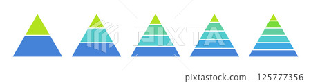 Levels of triangular pyramid. Half triangle pyramid chart. Maslow layer diagram. Development level infographic. Business graph. Vector illustration isolated on white background 125777356