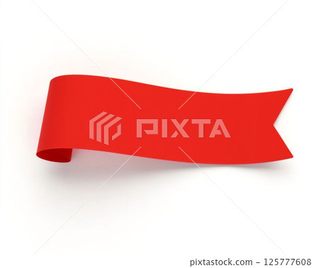 Bright red ribbon waving gently against a plain background, perfect for creative projects or celebrations Bright red ribbon waving gently against a plain background, perfect for creative projects or celebrations 125777608