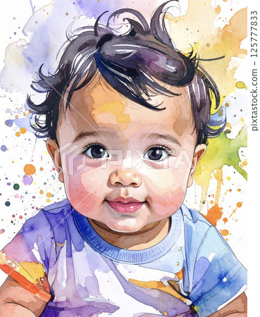 Baby watercolor 125777833